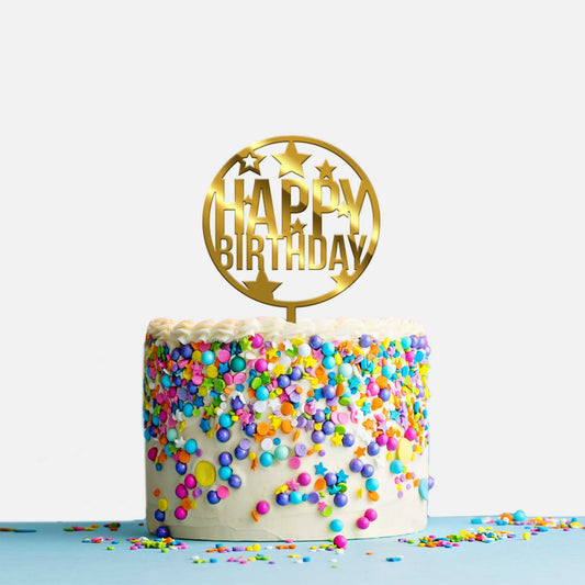 Happy Birthday Acrylic Cake Topper, Size - Medium, Pack of 1, SKU-TR10662