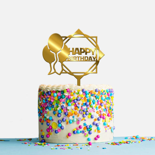 Happy Birthday Acrylic Cake Topper, Size - Medium, Pack of 1, SKU-TR10663