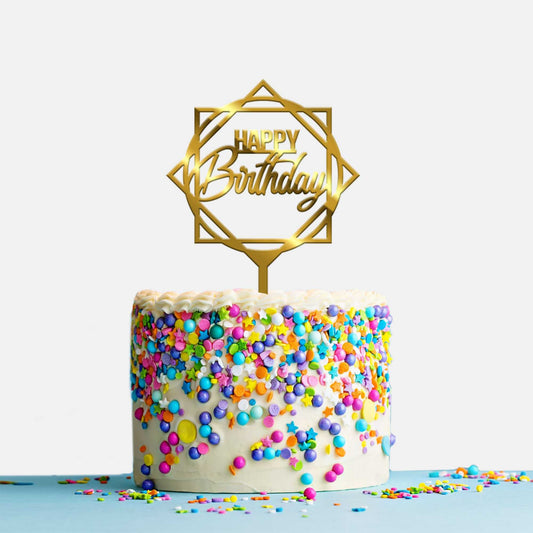 Happy Birthday Acrylic Cake Topper, Size - Medium, Pack of 1, SKU-TR10664