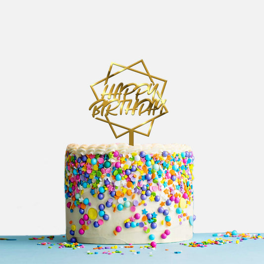 Happy Birthday Acrylic Cake Topper, Size - Medium, Pack of 1, SKU-TR10665