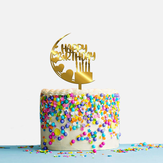 Happy Birthday Acrylic Cake Topper, Size - Medium, Pack of 1, SKU-TR10666