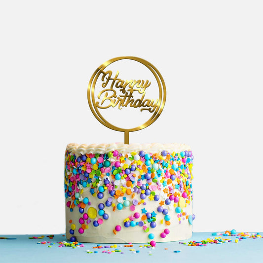 Happy Birthday Acrylic Cake Topper, Size - Medium, Pack of 1, SKU-TR10668