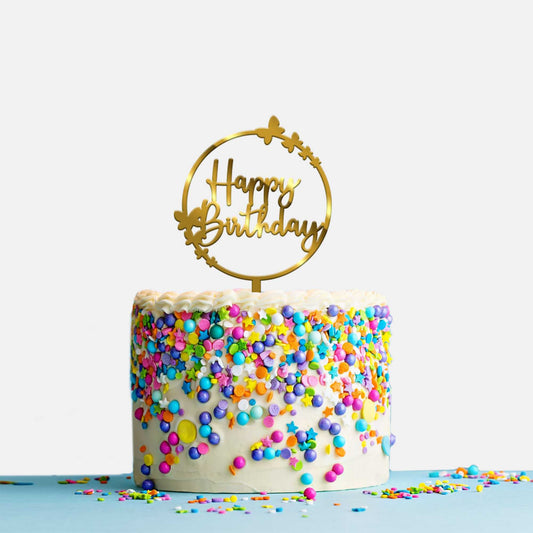 Happy Birthday Acrylic Cake Topper, Size - Medium, Pack of 1, SKU-TR10669