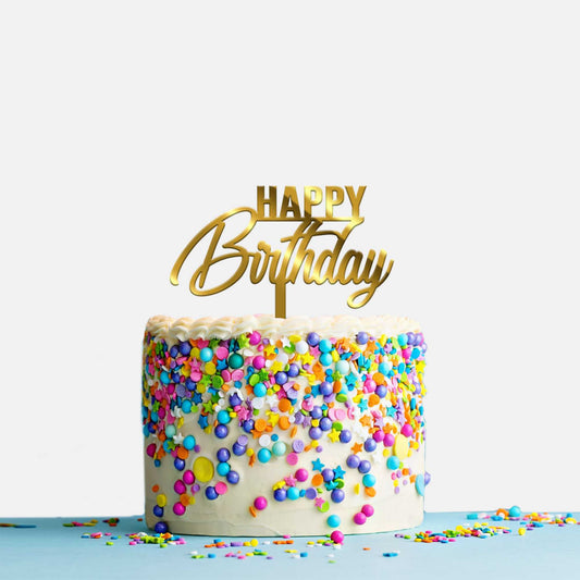 Happy Birthday Acrylic Cake Topper, Size - Medium, Pack of 1, SKU-TR10671