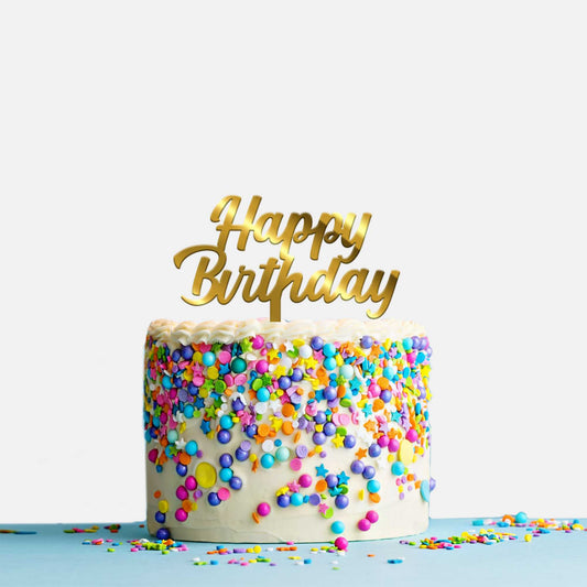 Happy Birthday Acrylic Cake Topper, Size - Medium, Pack of 1, SKU-TR10675
