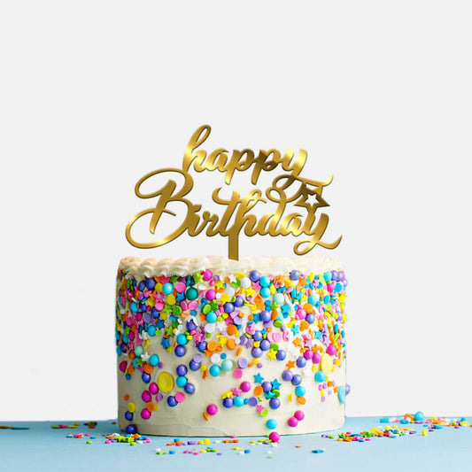 Happy Birthday Acrylic Cake Topper, Size - Medium, Pack of 1, SKU-TR10676