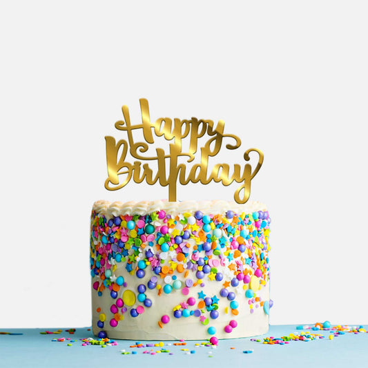 Happy Birthday Acrylic Cake Topper, Size - Medium, Pack of 1, SKU-TR10677