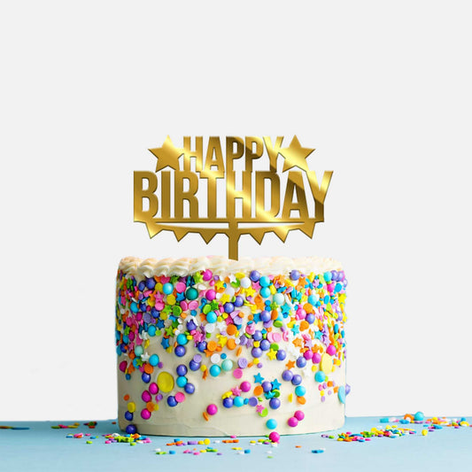 Happy Birthday Acrylic Cake Topper, Size - Medium, Pack of 1, SKU-TR10679