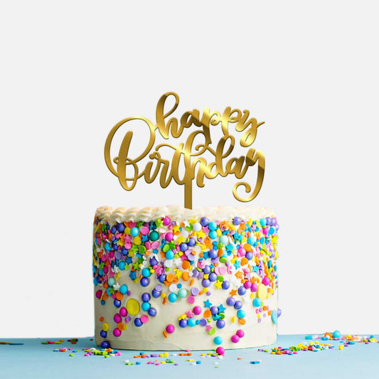 Happy Birthday Acrylic Cake Topper, Size - Medium, Pack of 1, SKU-TR10682