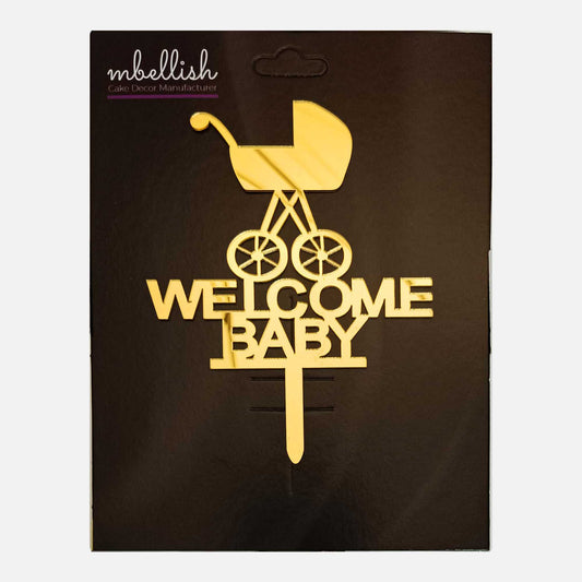 Welcom Baby Acrylic Cake Topper, Size - Medium, Pack of 1, SKU-TR10686