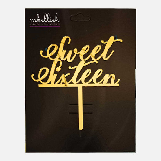 Sweet Sixteen Arcrylic Cake Topper, Size - Medium, Pack of 1, SKU-TR10698