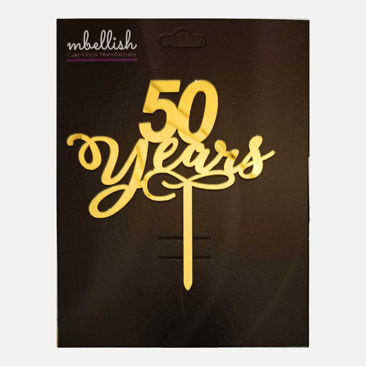 50 years Arcrylic Cake Topper, Size - Medium, Pack of 1, SKU-TR10699
