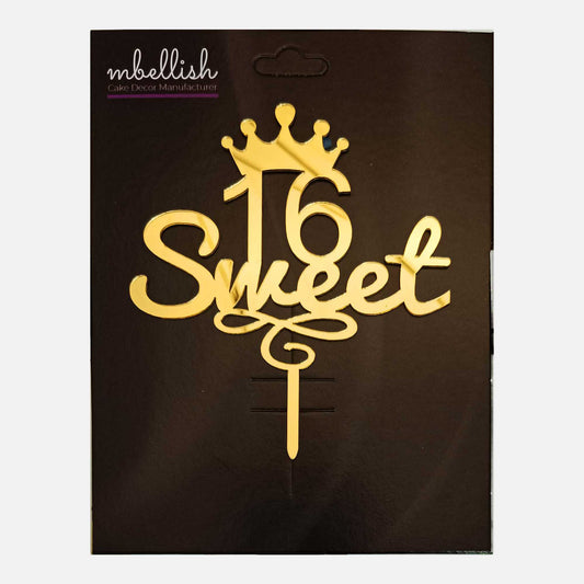 16 sweet Arcrylic Cake Topper, Size - Medium, Pack of 1, SKU-TR10702