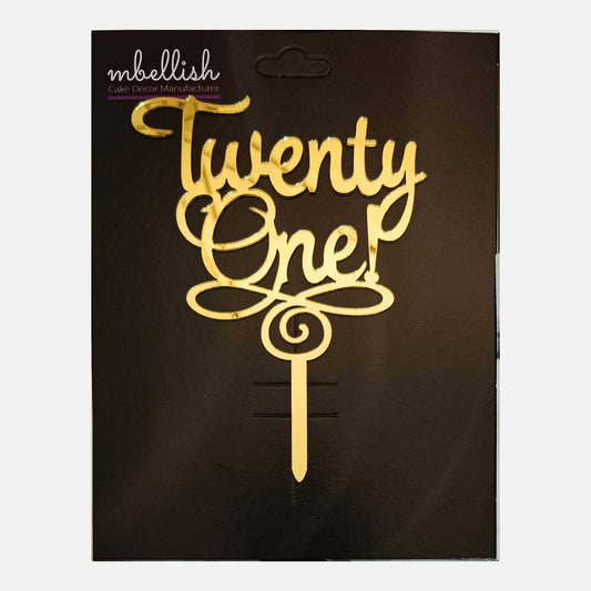 Twenty-One Arcrylic Cake Topper, Size - Medium, Pack of 1, SKU-TR10703