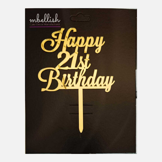 Happy 21st Birthday Arcrylic Cake Topper, Size - Medium, Pack of 1, SKU-TR10704