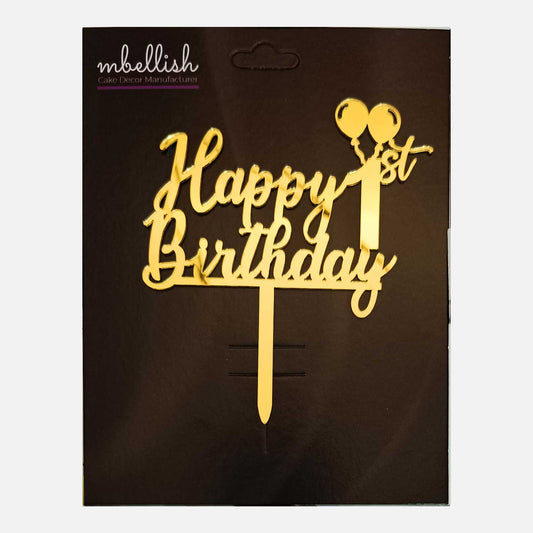 Happy 1 Birthday Arcrylic Cake Topper, Size - Medium, Pack of 1, SKU-TR10707