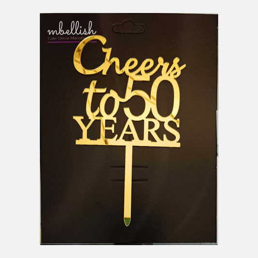 Cheers to 50 years Arcrylic Cake Topper, Size - Medium, Pack of 1, SKU-TR10708