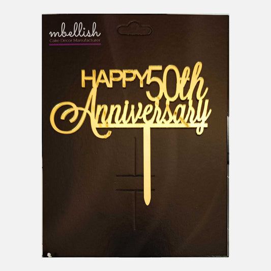 Happy 50th Anniversary Arcrylic Cake Topper, Size - Medium, Pack of 1, SKU-TR10711