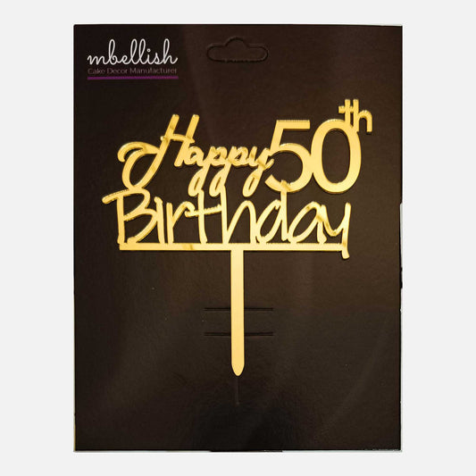 Happy 50th Birthday Arcrylic Cake Topper, Size - Medium, Pack of 1, SKU-TR10713