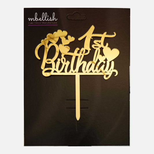 1st Birthday Arcrylic Cake Topper, Size - Medium, Pack of 1, SKU-TR10714