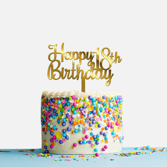 Happy Eighteenth Arcrylic Cake Topper, Size - Medium, Pack of 1, SKU-TR10717