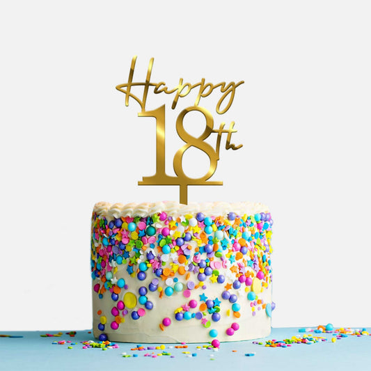 Happy Eighteenth Arcrylic Cake Topper, Size - Medium, Pack of 1, SKU-TR10718