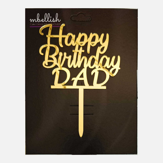 Happy Birthday DAD Acrylic Cake Topper, Size - Medium, SKU-TR10733