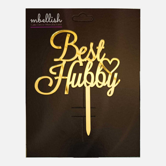 Best Hubby Acrylic Cake Topper, Size - Medium, SKU-TR10740