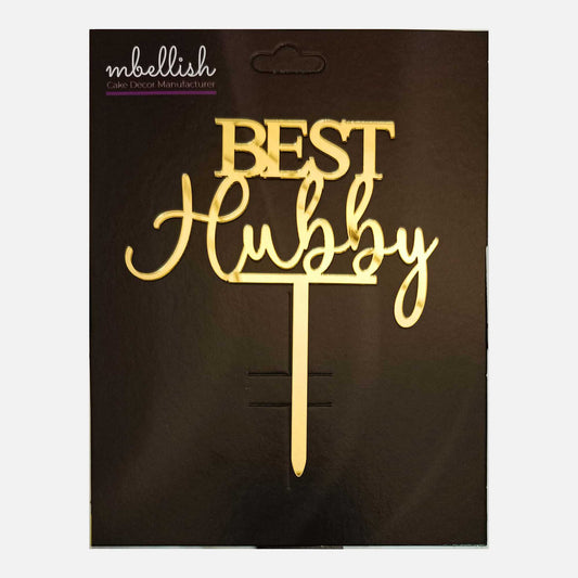 Best Hubby Acrylic Cake Topper, Size - Medium, SKU-TR10741