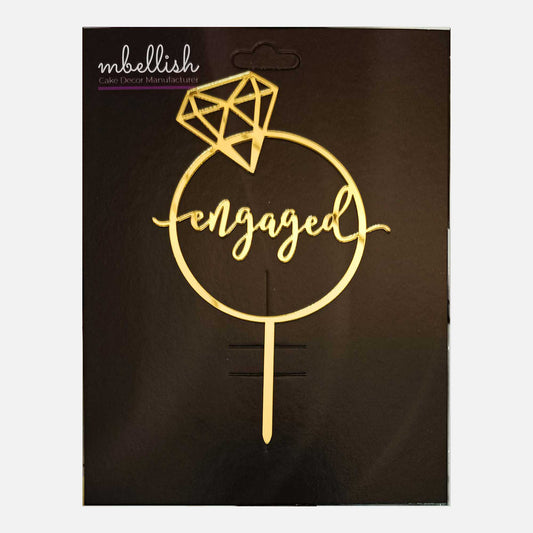 Engaged Arcrylic Cake Topper Daimond Ring, Size - Medium, Pack of 1, SKU-TR10748