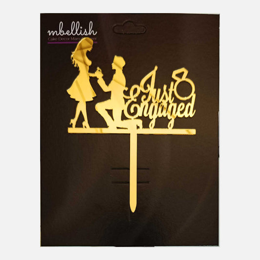 Just Engaged Arcrylic Cake Topper Couple, Size - Medium, Pack of 1, SKU-TR10754
