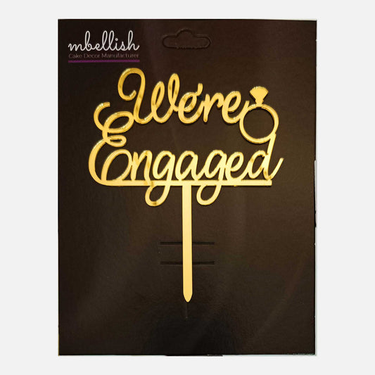 We're Engaged Arcrylic Cake Topper Ring, Size - Medium, Pack of 1, SKU-TR10755