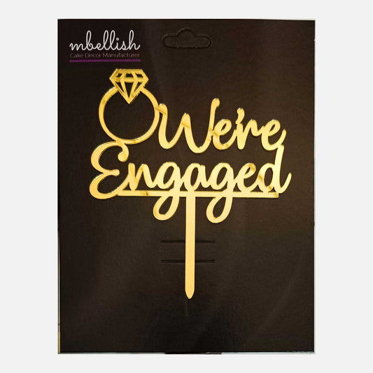We're Engaged Arcrylic Cake Topper Ring, Size - Medium, Pack of 1, SKU-TR10756