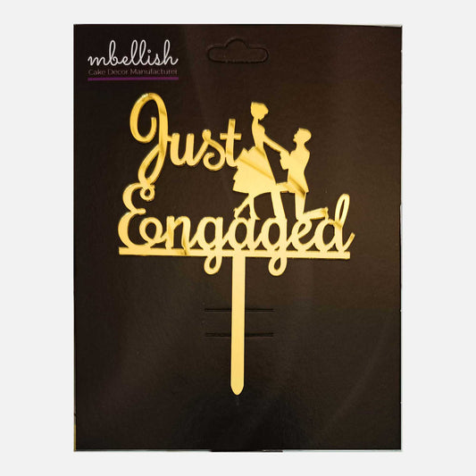 Just Engaged Arcrylic Cake Topper Couple, Size - Medium, Pack of 1, SKU-TR10757