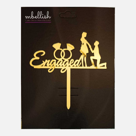 Engaged Arcrylic Cake Topper Couple, Size - Medium, Pack of 1, SKU-TR10760