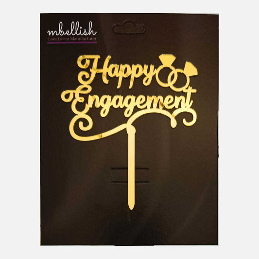 Happy Engagement Arcrylic Cake Topper Ring, Size - Medium, Pack of 1, SKU-TR10762