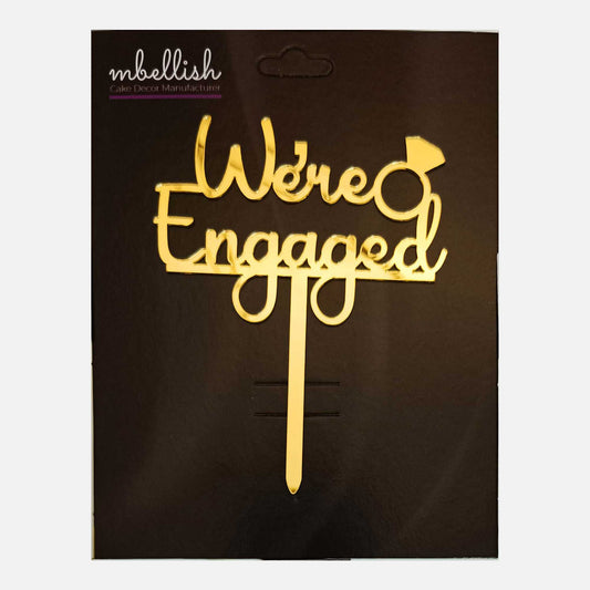 We're Engaged Arcrylic Cake Topper Ring, Size - Medium, Pack of 1, SKU-TR10763