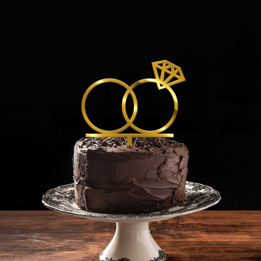 Diamond Ring Acrylic Cake Topper, Size - Medium, Pack of 1, SKU-TR10773