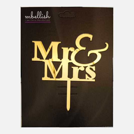 MR & MRS Arcrylic Cake Topper, Size - Medium, Pack of 1, SKU-TR10775