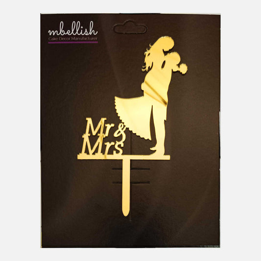 MR & MRS Arcrylic Cake Topper Couple, Size - Medium, Pack of 1, SKU-TR10776