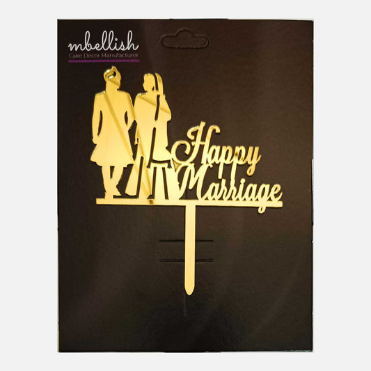 Happy Marriage Arcrylic Cake Topper Couple, Size - Medium, Pack of 1, SKU-TR10777