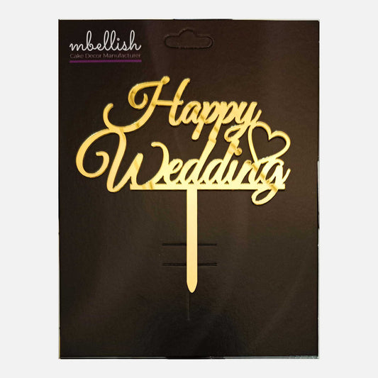 Happy Wedding Arcrylic Cake Topper Heart, Size - Medium, Pack of 1, SKU-TR10785