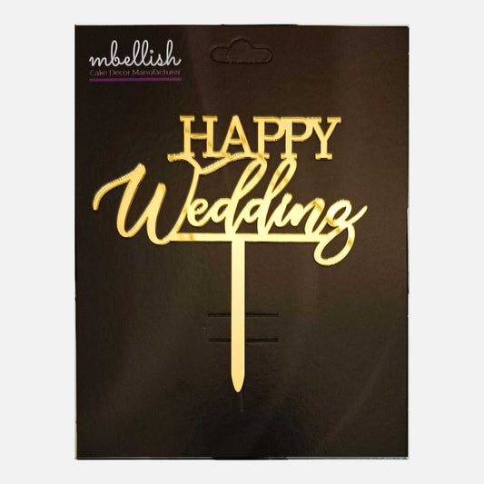 Happy Wedding Arcrylic Cake Topper, Size - Medium, Pack of 1, SKU-TR10786