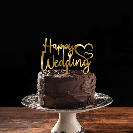 Happy Wedding Acrylic Cake Topper, Size - Medium, Pack of 1, SKU-TR10789