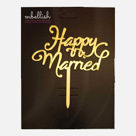 Happy Married Arcrylic Cake Topper, Size - Medium, Pack of 1, SKU-TR10792
