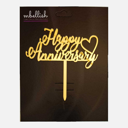 Happy Anniversary Acrylic Cake Topper, Size - Medium, Pack of 1, SKU-TR10794