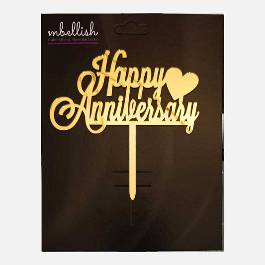 Happy Anniversary Acrylic Cake Topper, Size - Medium, Pack of 1, SKU-TR10795