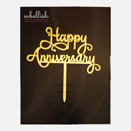 Happy Anniversary Acrylic Cake Topper Heart, Size - Medium, Pack of 1, SKU-TR10796