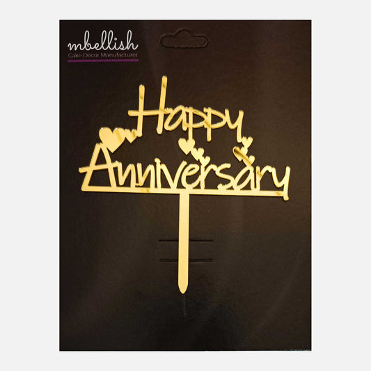 Happy Anniversary Acrylic Cake Topper, Size - Medium, Pack of 1, SKU-TR10803