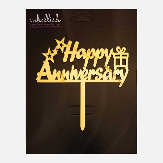 Happy Anniversary Acrylic Cake Topper Hearts, Size - Medium, Pack of 1, SKU-TR10804